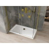 Mexen Omega posuvný sprchový kout 140 x 80 cm, transparentní, zlatý + vanička Flat - 825-140-080-50-00-4010