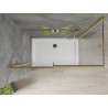 Mexen Omega posuvný sprchový kout 140 x 80 cm, transparentní, zlatý + vanička Flat - 825-140-080-50-00-4010