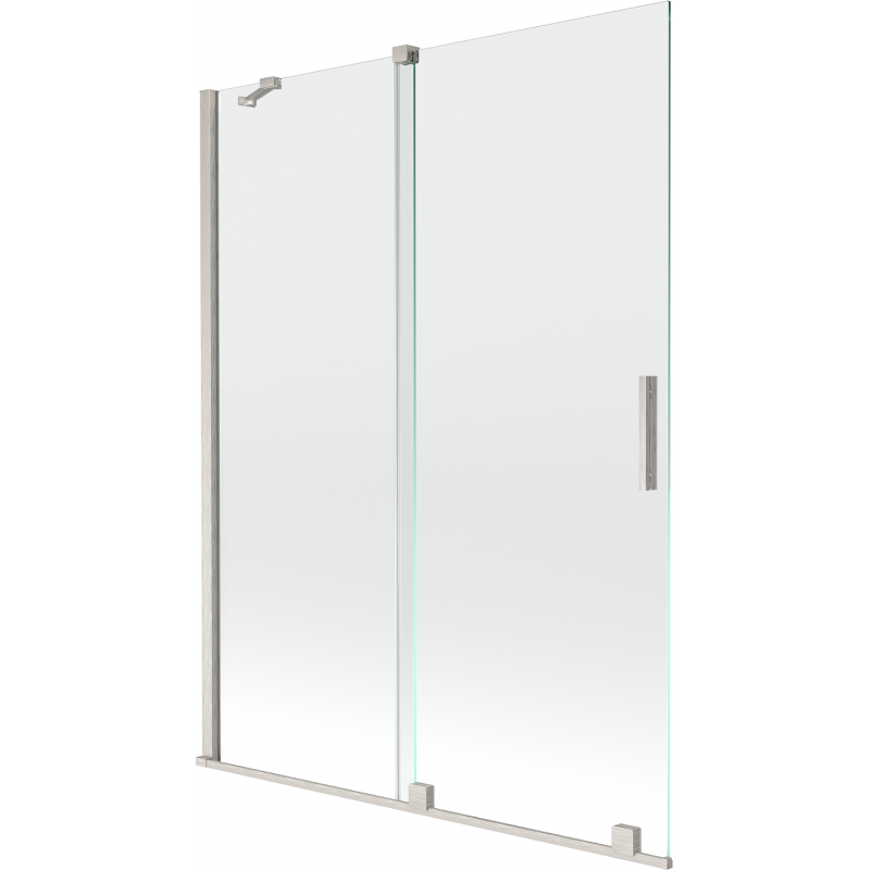 Mexen Velar vanová zástěna dvoukřídlá posuvná 130 x 150 cm, transparentní, kartáčovaný nikl - 896-130-000-01-97