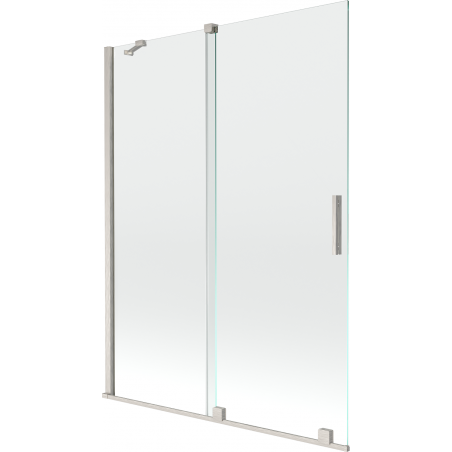 Mexen Velar vanová zástěna dvoukřídlá posuvná 130 x 150 cm, transparentní, kartáčovaný nikl - 896-130-000-01-97
