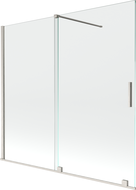 Mexen Velar vanová zástěna dvoukřídlová posuvná 170 x 150 cm, transparentní, kartáčovaný nikl - 896-170-000-01-97