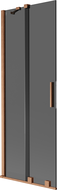 Mexen Velar sprchová zástěna dvoukřídlá posuvná 70 x 150 cm, grafit, kartáčovaná měď - 896-070-000-41-65