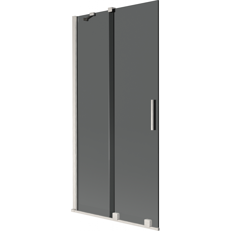 Mexen Velar vanová zástěna 2-křídlová posuvná 95 x 150 cm, grafit, kartáčovaný nikl - 896-095-000-41-97