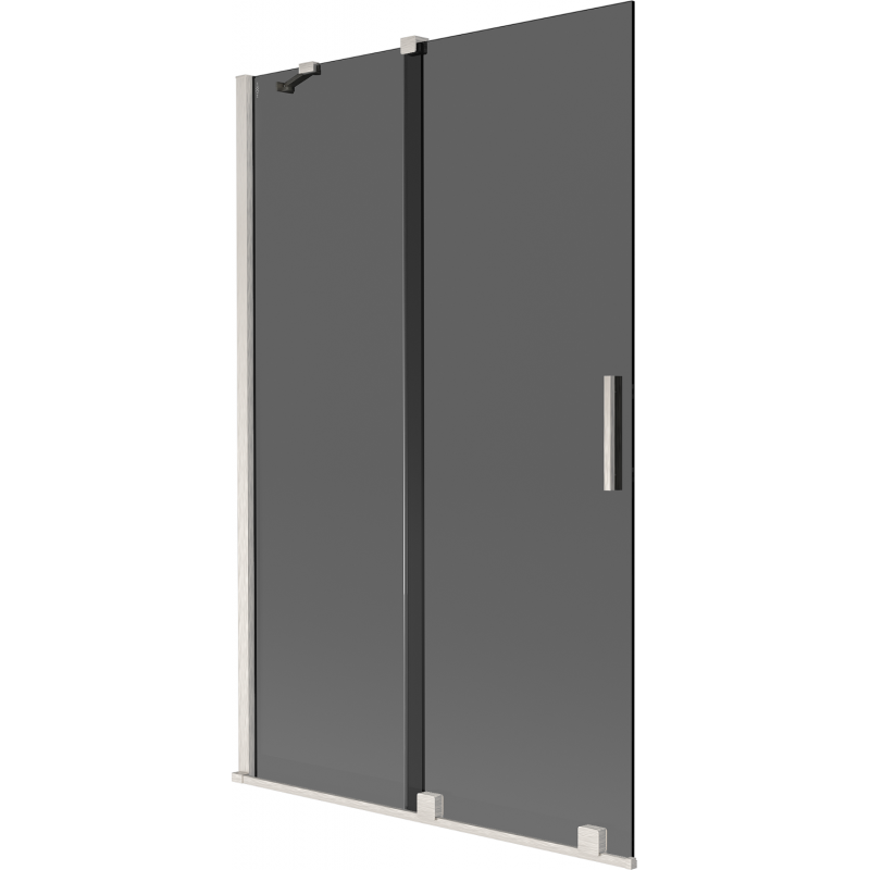 Mexen Velar vanová zástěna dvoukřídlá posuvná 110 x 150 cm, grafit, kartáčovaný nikl - 896-110-000-41-97