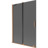 Mexen Velar vanová zástěna 2-křídlová posuvná 120 x 150 cm, grafit, kartáčovaná měď - 896-120-000-41-65
