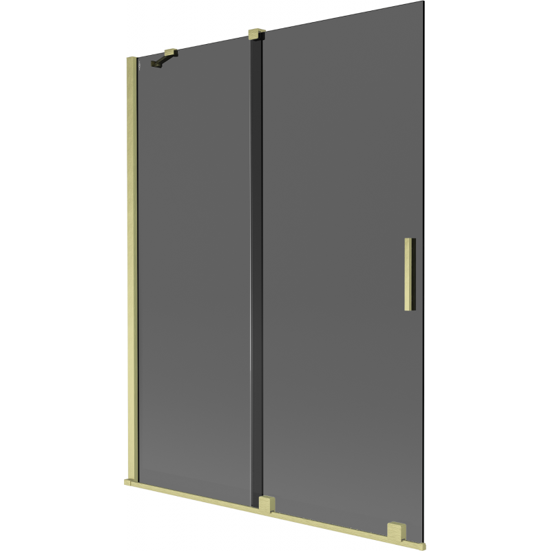 Mexen Velar vanová zástěna, 2-dílná posuvná, 130 x 150 cm, grafit, zlatý kartáčovaný - 896-130-000-41-55