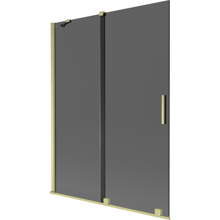 Mexen Velar vanová zástěna, 2-dílná posuvná, 130 x 150 cm, grafit, zlatý kartáčovaný - 896-130-000-41-55