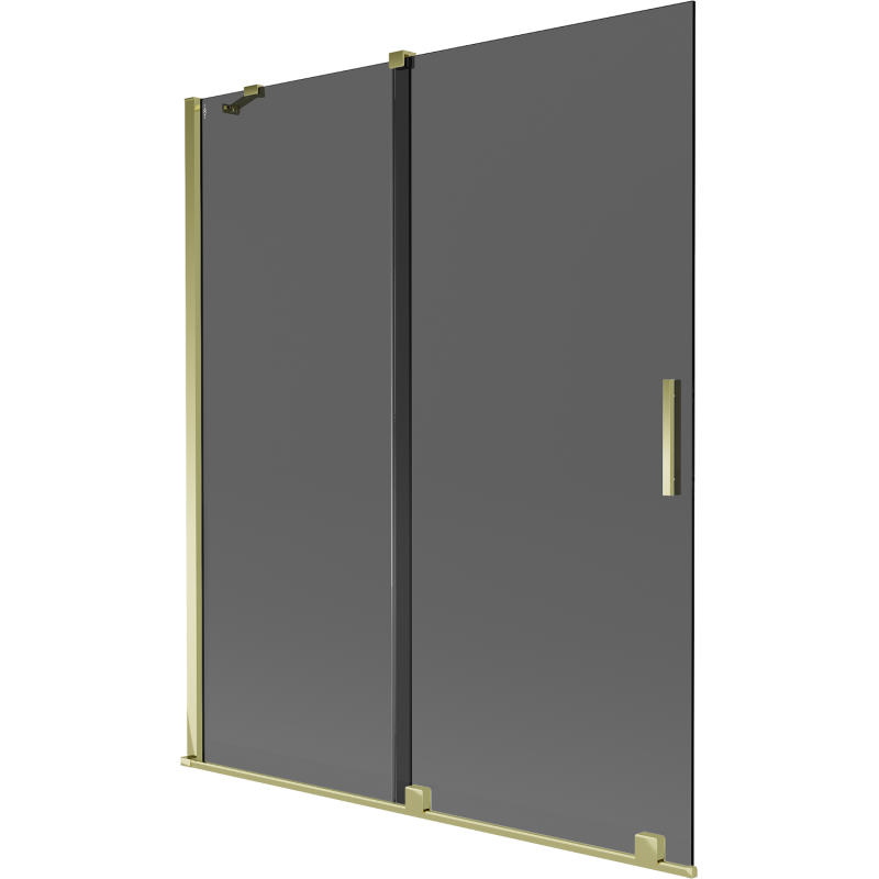 Mexen Velar dvoukřídlová posuvná vanová zástěna 140 x 150 cm, grafit, zlatá - 896-140-000-41-50