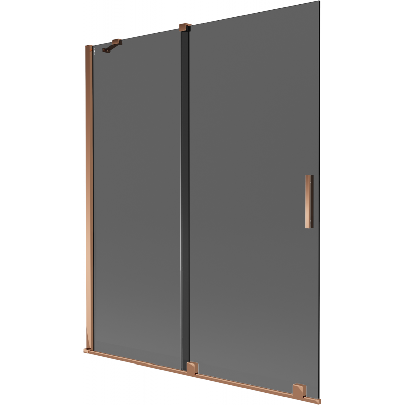 Mexen Velar vanová zástěna 2-křídlová posuvná 140 x 150 cm, grafit, růžové zlato - 896-140-000-41-60