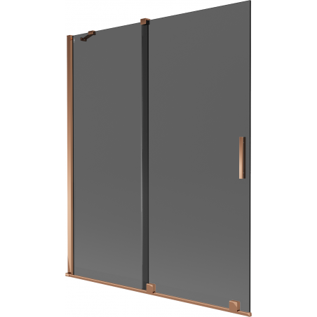 Mexen Velar vanová zástěna 2-křídlová posuvná 140 x 150 cm, grafit, růžové zlato - 896-140-000-41-60