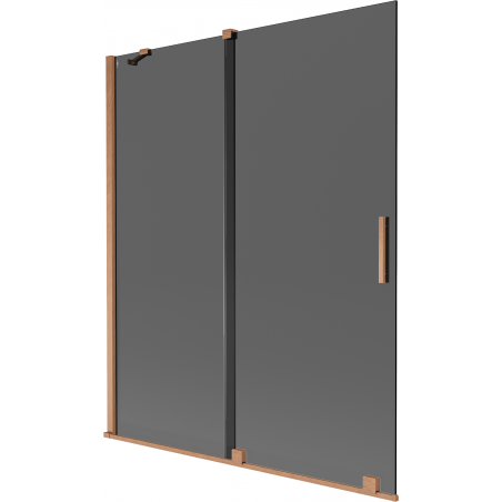 Mexen Velar dvoukřídlá zasouvací vanová zástěna 140 x 150 cm, grafit, kartáčovaná měď - 896-140-000-41-65