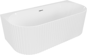Mexen Sella volně stojící, stěnová vana, vroubkovaná 150 x 75 cm, bílá lesklá, přepad chrom - 52711507500-01