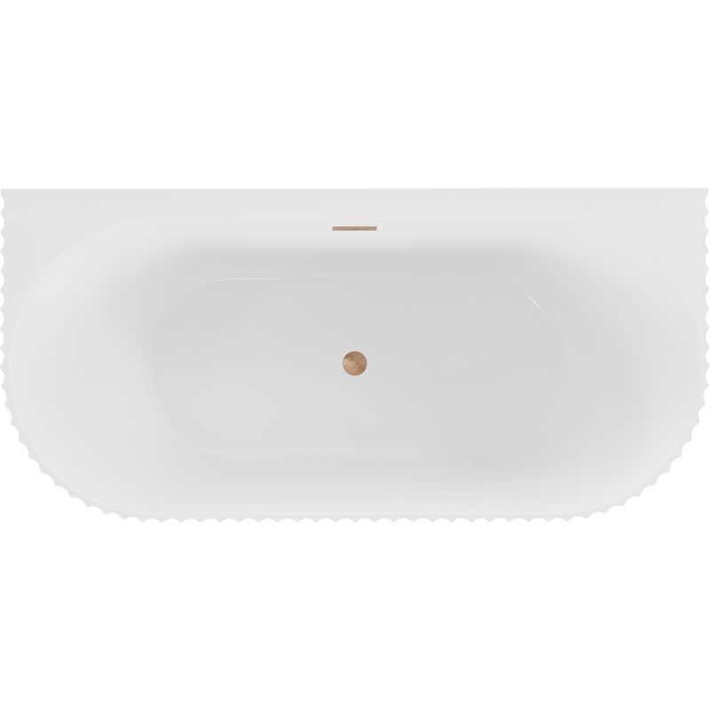 Mexen Sella volně stojící přisazená vana s drážkami 150 x 75 cm, bílý lesk, přeliv kartáčovaná měď - 52711507500-65