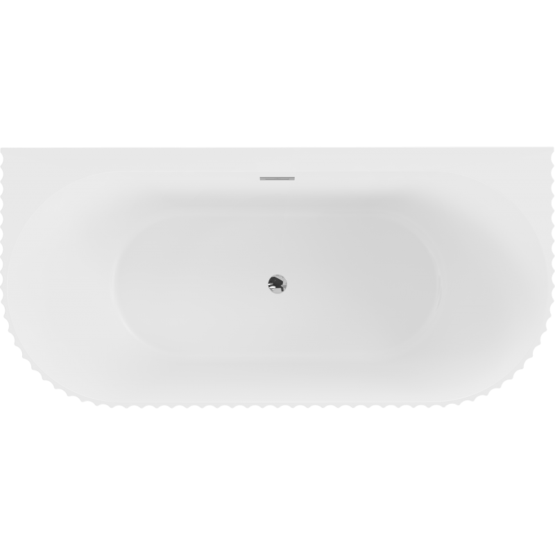 Mexen Sella volně stojící vanová vana přístěnná rýhovaná 150 x 75 cm, bílá mat, přepad chrom - 52711507501-01