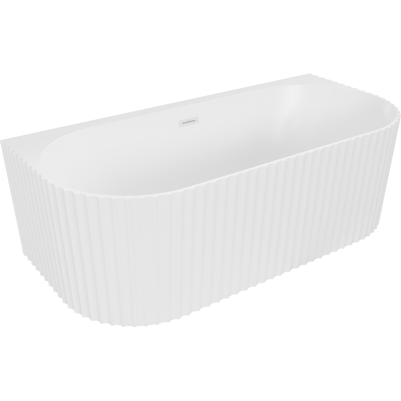 Mexen Sella vana volně stojící u stěny rýhovaná 150 x 75 cm, bílá mat, přepad bílý - 52711507501-20