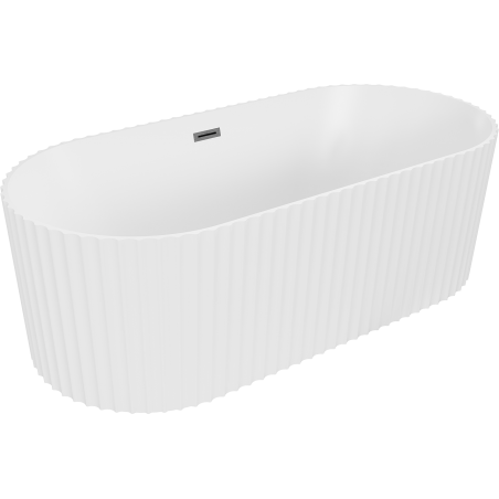 Mexen Paola volně stojící vana ryhovaná 150 x 75 cm, bílá mat, přepad gun gray kartáčovaný - 52721507501-66