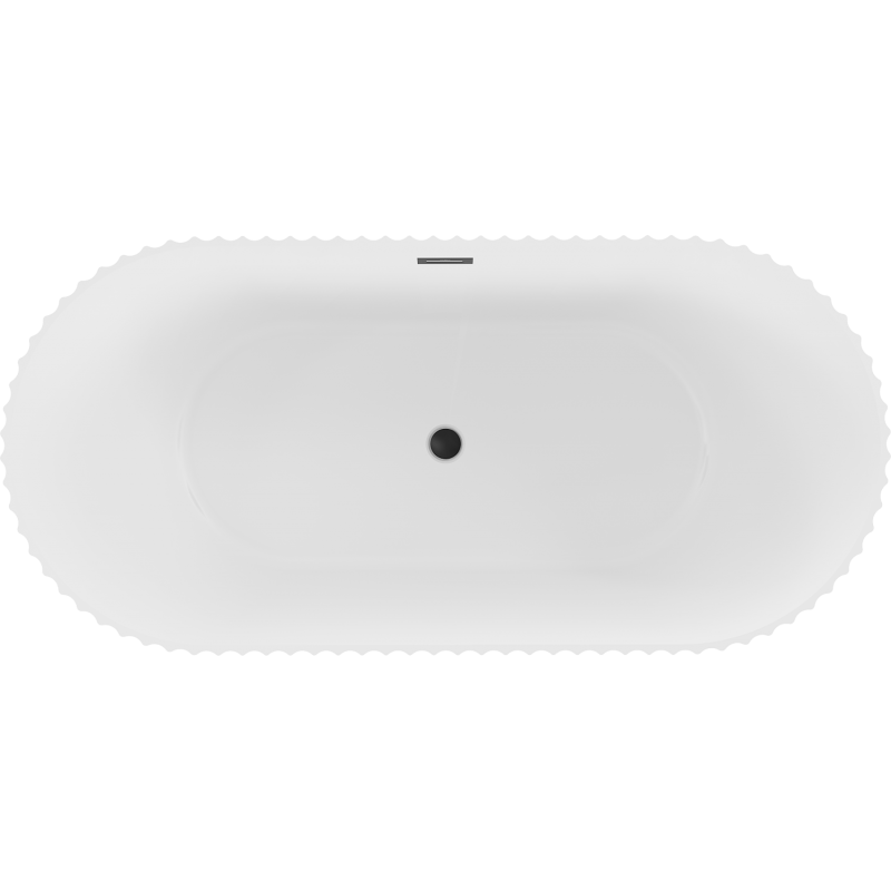 Mexen Paola volně stojící vana ryhovaná 150 x 75 cm, bílá mat, černý přepad - 52721507501-70