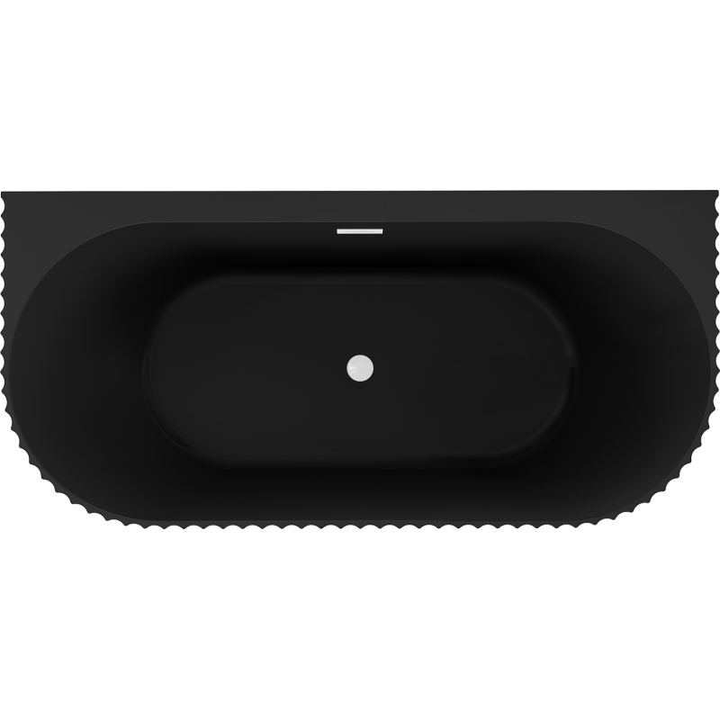 Mexen Sella volně stojící přílohová vana, drážkovaná 150 x 75 cm, černá mat, bílý přepad - 52711507571-20