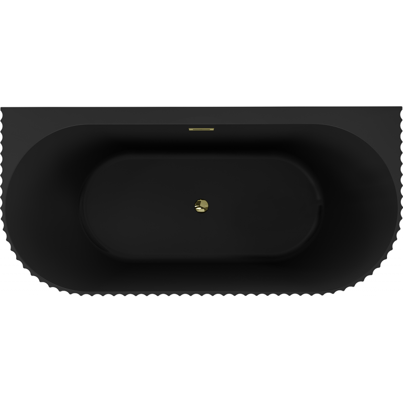 Mexen Sella volně stojící nástěnná rýhovaná vana 150 x 75 cm, černá mat, přepad zlatý - 52711507571-50