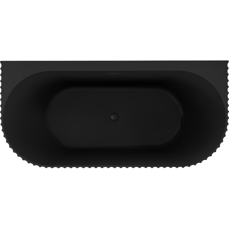 Mexen Sella volně stojící vana k stěně rýhovaná 150 x 75 cm, černá mat, přepad černý - 52711507571-70