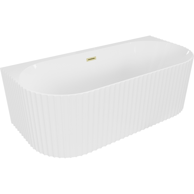 Mexen Sella volně stojící přisazená vana s drážkováním 170 x 80 cm, bílý lesk, zlatý kartáčovaný přepad - 52711708000-55