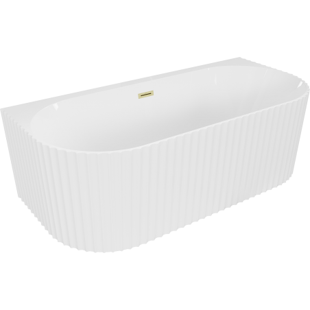 Mexen Sella volně stojící přisazená vana s drážkováním 170 x 80 cm, bílý lesk, zlatý kartáčovaný přepad - 52711708000-55