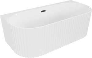Mexen Sella volně stojící přisazená vana drážkovaná 170 x 80 cm, bílý lesk, černý přepad - 52711708000-70