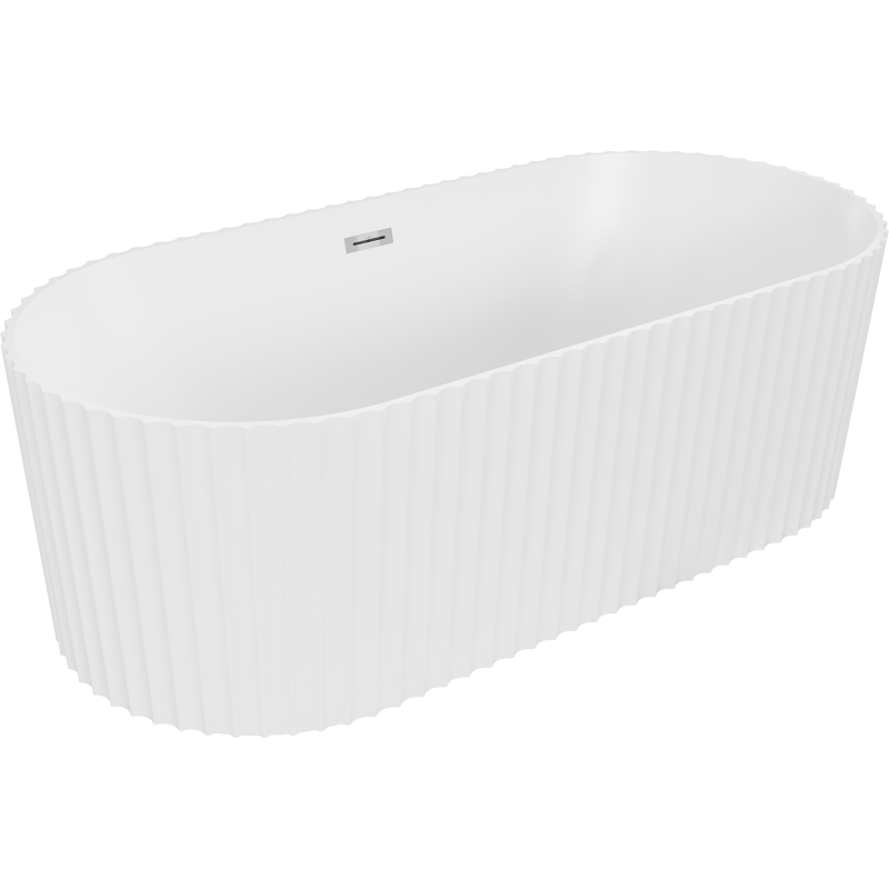 Mexen Paola volně stojící vana rýhovaná 170 x 80 cm, bílá mat, přepad chrom - 52721708001-01