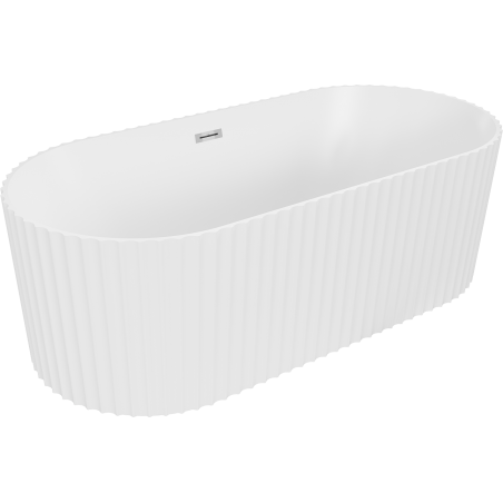 Mexen Paola volně stojící vana rýhovaná 170 x 80 cm, bílá mat, přepad chrom - 52721708001-01