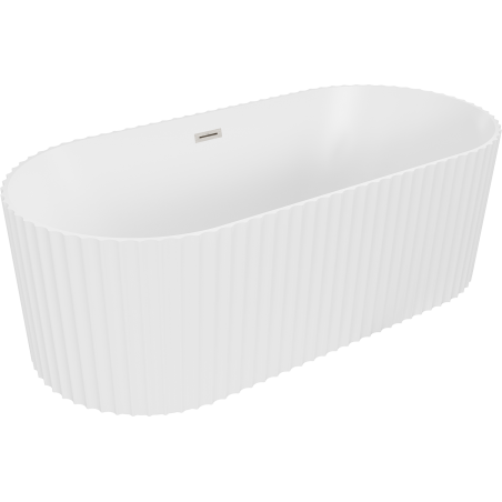 Mexen Paola volně stojící vana ryhovaná 170 x 80 cm, bílá mat, přepad kartáčovaný nikl - 52721708001-97
