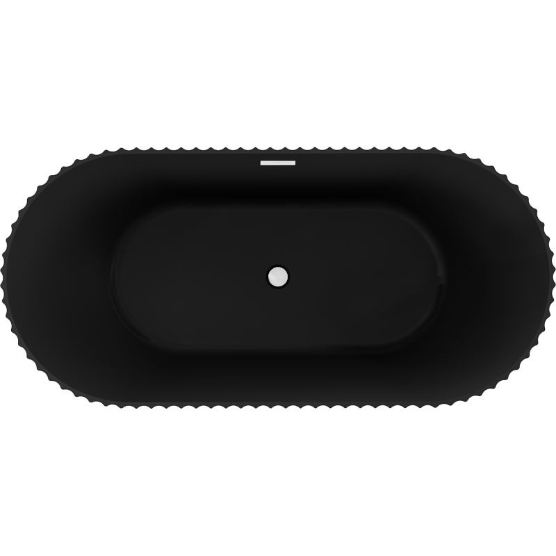 Mexen Paola vana volně stojící rýhovaná 170 x 80 cm, černá mat, přepad bílý - 52721708071-20