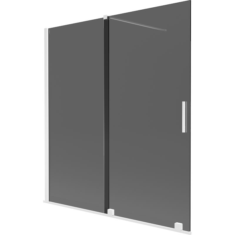 Mexen Velar vanová zástěna 2-křídlá posuvná 150 x 150 cm, grafitová, bílá - 896-150-000-41-20