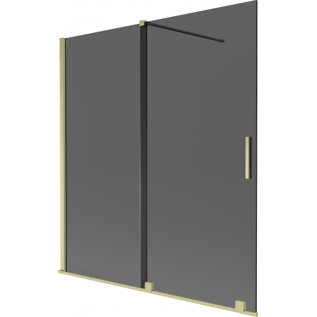 Mexen Velar vanová zástěna 2-křídlová posuvná 150 x 150 cm, grafit, zlatý kartáčovaný - 896-150-000-41-55