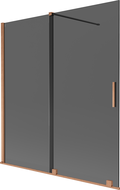 Mexen Velar dvoukřídlá vanová zástěna posuvná 150 x 150 cm, grafit, kartáčovaná měď - 896-150-000-41-65