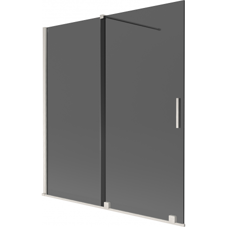 Mexen Velar vanová zástěna, 2-dílná roztažitelná, 150 x 150 cm, grafit, kartáčovaný nikl - 896-150-000-41-97