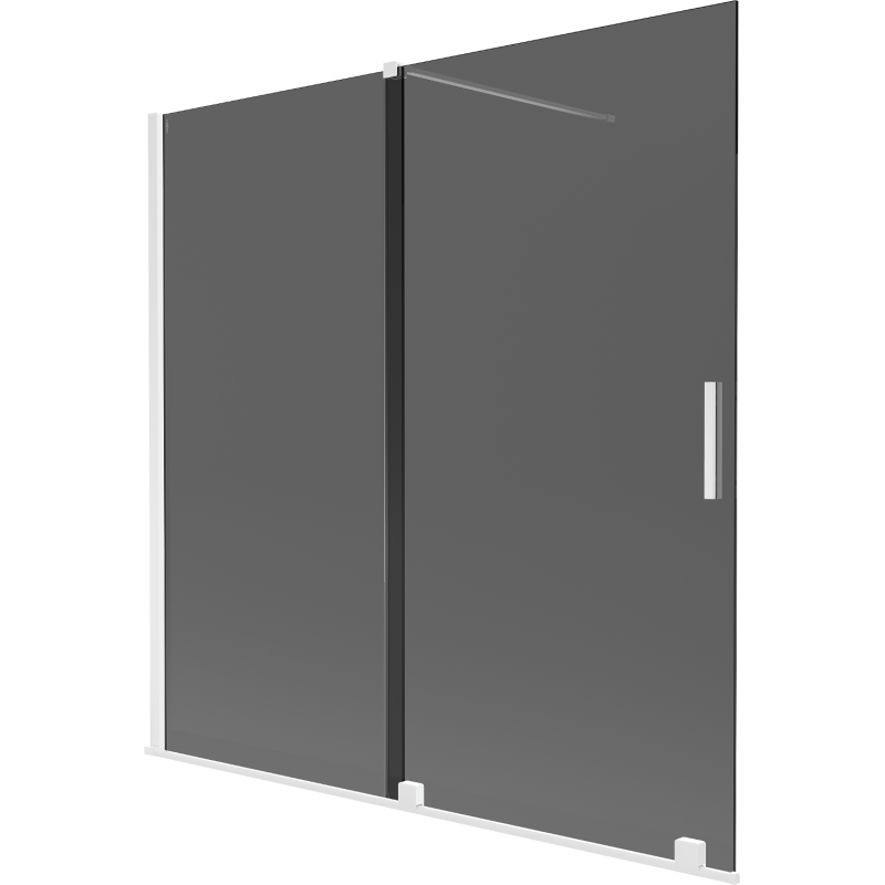 Mexen Velar vanová zástěna 2-dveřová posuvná 160 x 150 cm, grafit, bílá - 896-160-000-41-20