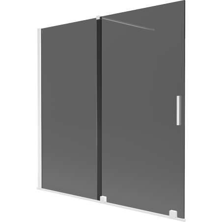Mexen Velar vanová zástěna 2-dveřová posuvná 160 x 150 cm, grafit, bílá - 896-160-000-41-20