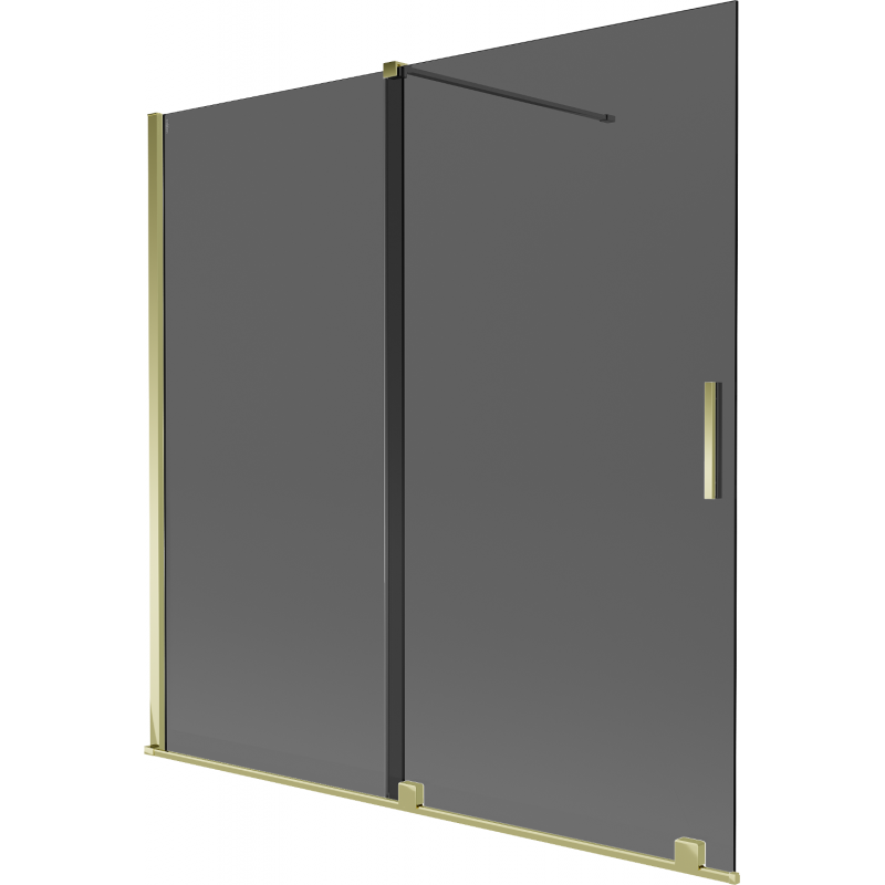 Mexen Velar vana zástěna dvoukřídlá posuvná 160 x 150 cm, grafit, zlatá - 896-160-000-41-50