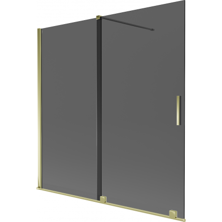 Mexen Velar vana zástěna dvoukřídlá posuvná 160 x 150 cm, grafit, zlatá - 896-160-000-41-50
