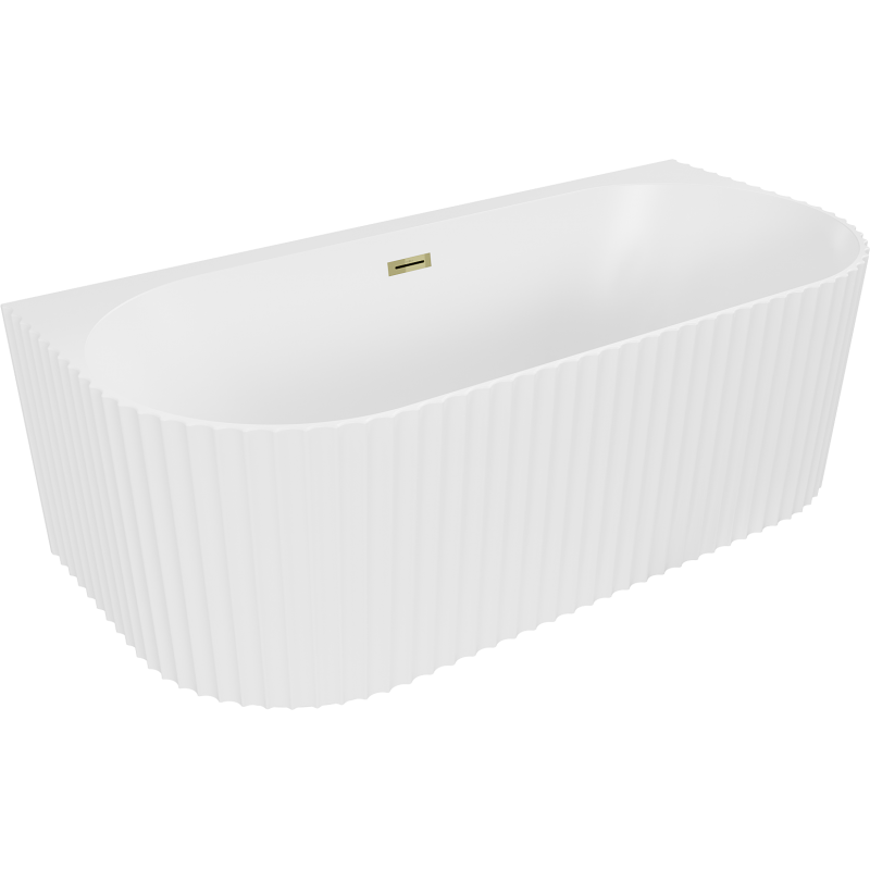 Mexen Sella volně stojící vana s drážkováním 170 x 80 cm, bílá matná, zlatý přepad - 52711708001-50