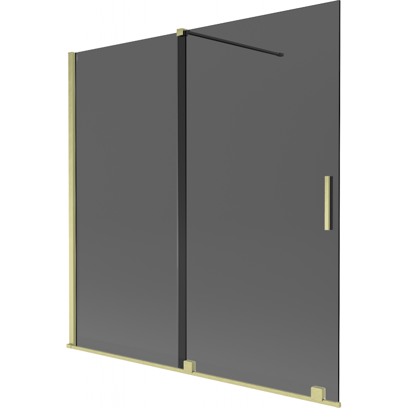 Mexen Velar sprchová zástěna dvoukřídlá posuvná 160 x 150 cm, grafitová, zlatá kartáčovaná - 896-160-000-41-55