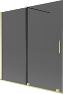 Mexen Velar sprchová zástěna dvoukřídlá posuvná 160 x 150 cm, grafitová, zlatá kartáčovaná - 896-160-000-41-55