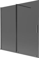 Mexen Velar vanová zástěna 2-křídlová posuvná 160 x 150 cm, grafit, gun gray kartáčovaný - 896-160-000-41-66