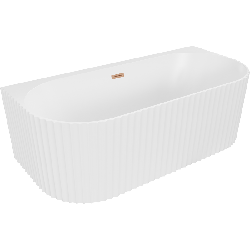 Mexen Sella volně stojící přístěnná vana s drážkováním 170 x 80 cm, bílá mat, přepad měď kartáčovaná - 52711708001-65