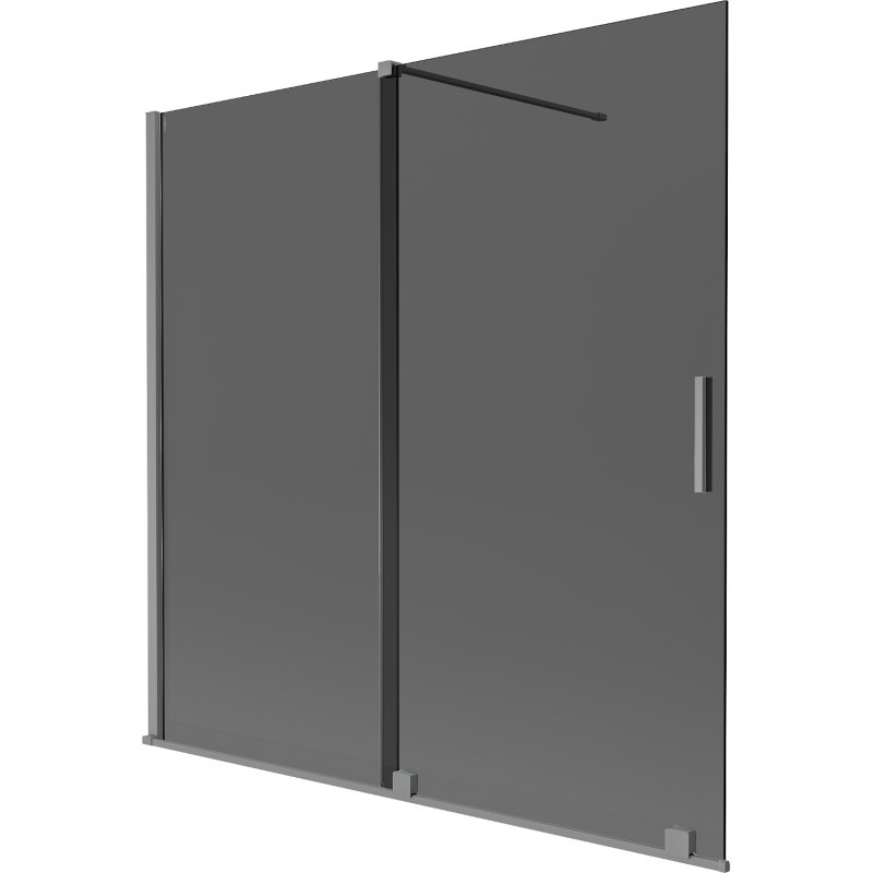 Mexen Velar vanová zástěna 2-křídlová posuvná 160 x 150 cm, grafit, gun metal - 896-160-000-41-95