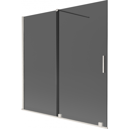 Mexen Velar vanová zástěna 2dílná posuvná 160 x 150 cm, grafit, kartáčovaný nikl - 896-160-000-41-97