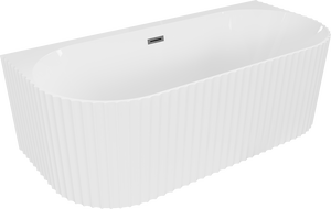 Mexen Sella volně stojící přisazená vana rýhovaná 170 x 80 cm, bílá mat, přepad kartáčovaný gun gray - 52711708001-66