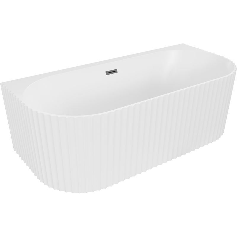 Mexen Sella volně stojící přisazená vana drážkovaná 170 x 80 cm, bílá mat, přepad gun metal - 52711708001-95