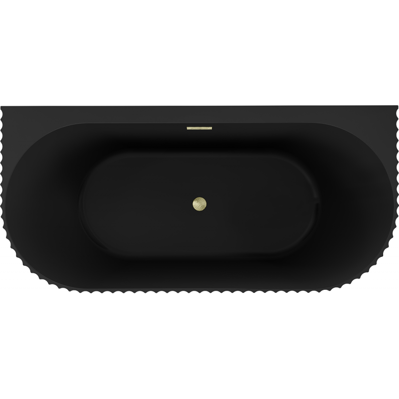 Mexen Sella volně stojící vana k přístěnné instalaci rýhovaná 170 x 80 cm, černá mat, přepad zlatý kartáčovaný - 52711708071-55
