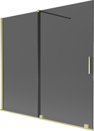 Mexen Velar vanová zástěna 2dílná posuvná 170 x 150 cm, grafitová, zlatá kartáčovaná - 896-170-000-41-55